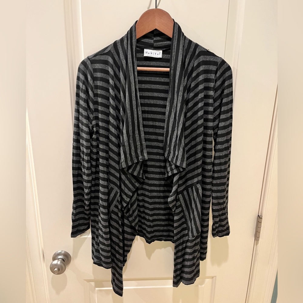 Black and Gray Striped Women's Top